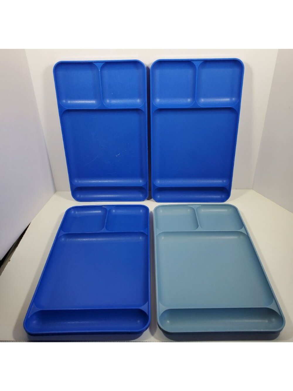 Tupperware Lunch Trays 10 Divided Dinner Camping Blue Cream Purple 1535 Vintage - Picture 8 of 11